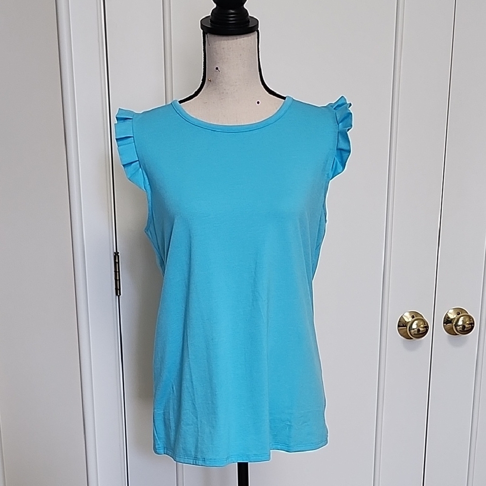 Lilly Pulitzer Blue Ruffled Blouse NEW WITHOUT TAGS